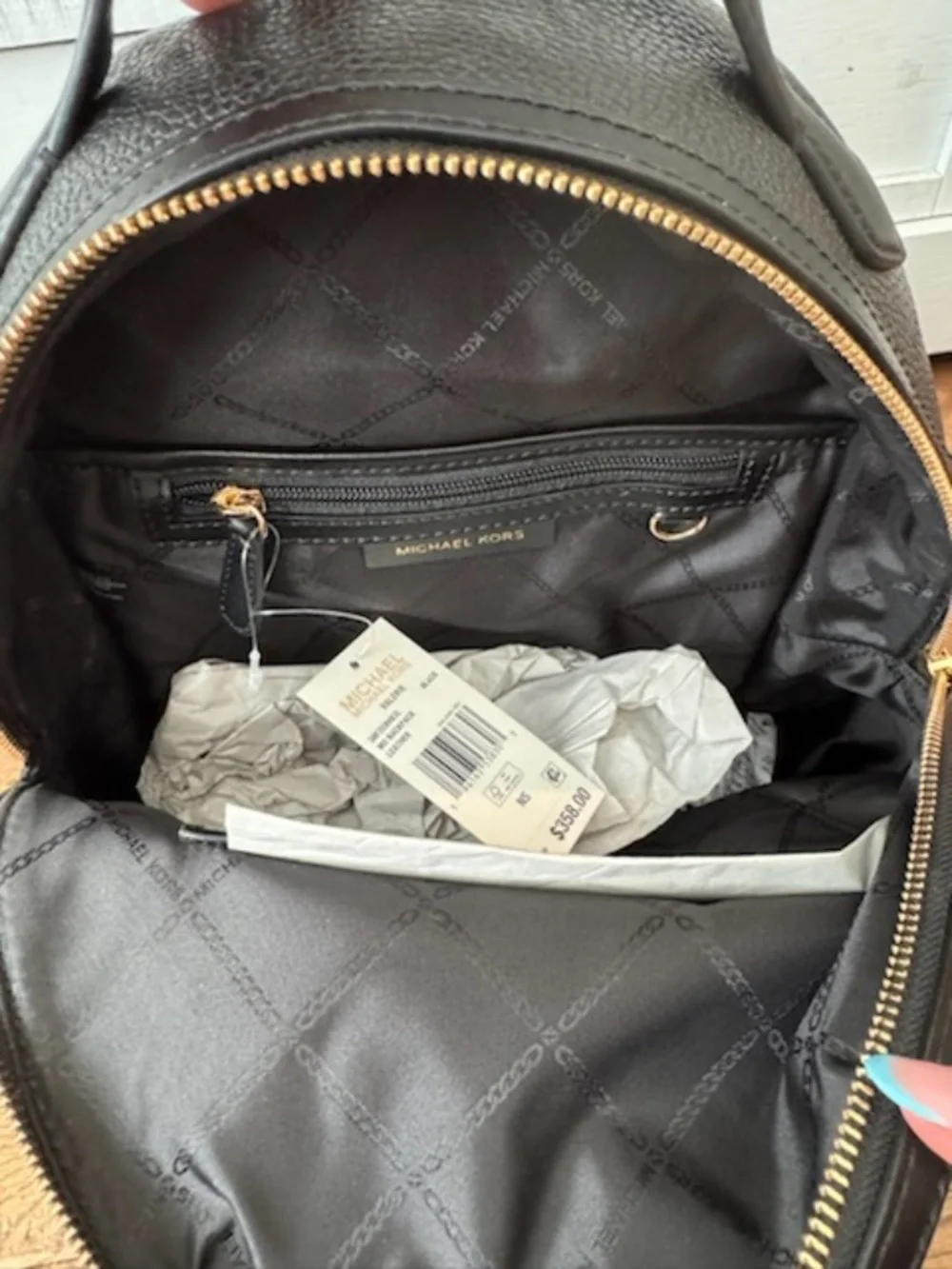 NWT Michael Kors Valerie Medium Backpack Black Leather Adjustable Straps